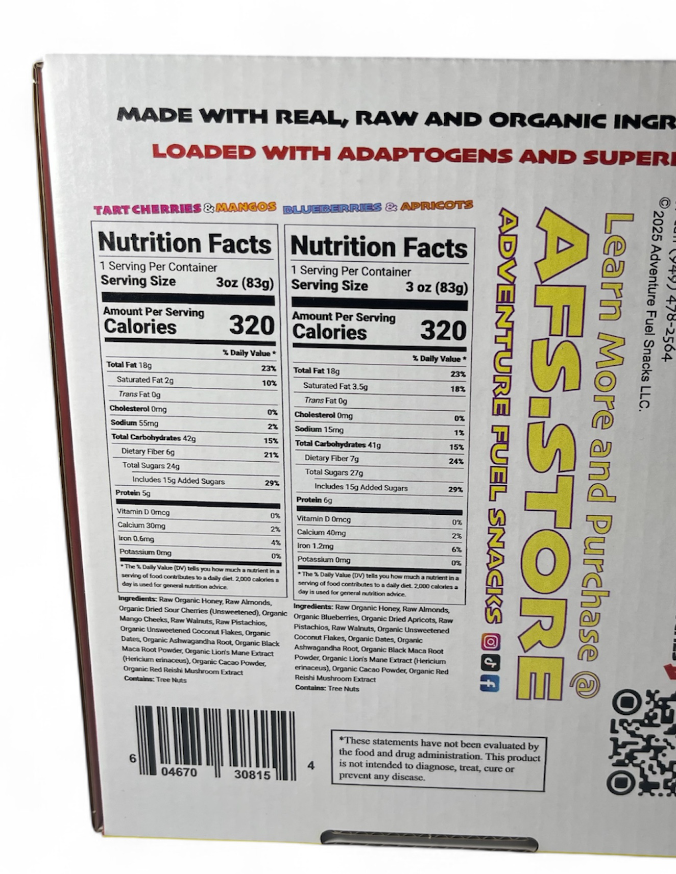 AFS Bar Combo 6 Pack! 3 Tart Cherries & Mangos and 3 Blue Berries & Apricots.