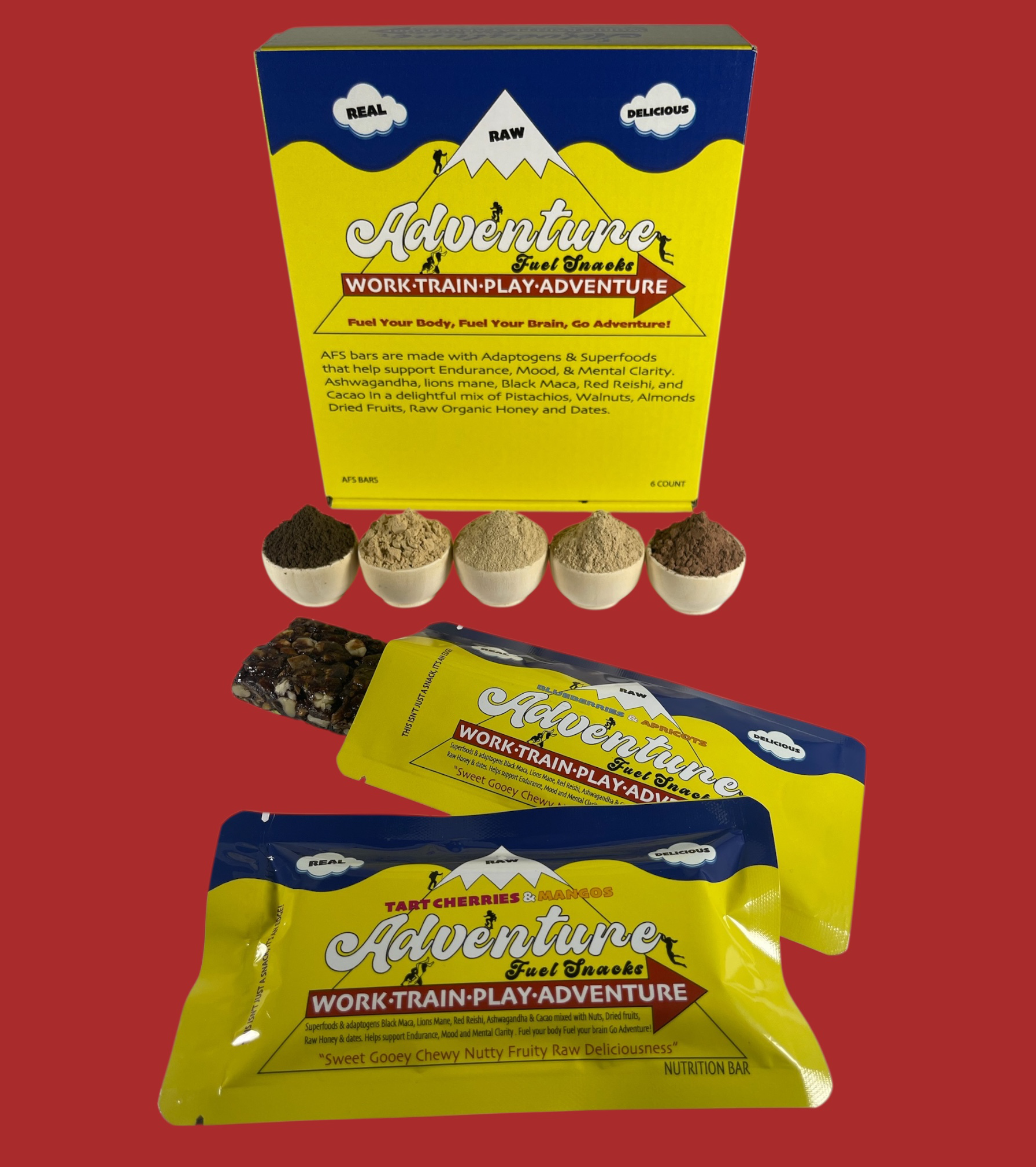 AFS Bar Combo 6 Pack! 3 Tart Cherries & Mangos and 3 Blue Berries & Apricots.